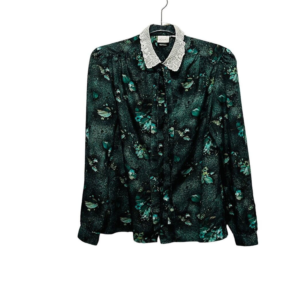 Pykette's Secretary Blouse Librarian Chic Vintage 9 to 5 Top Retro 80s Women M L